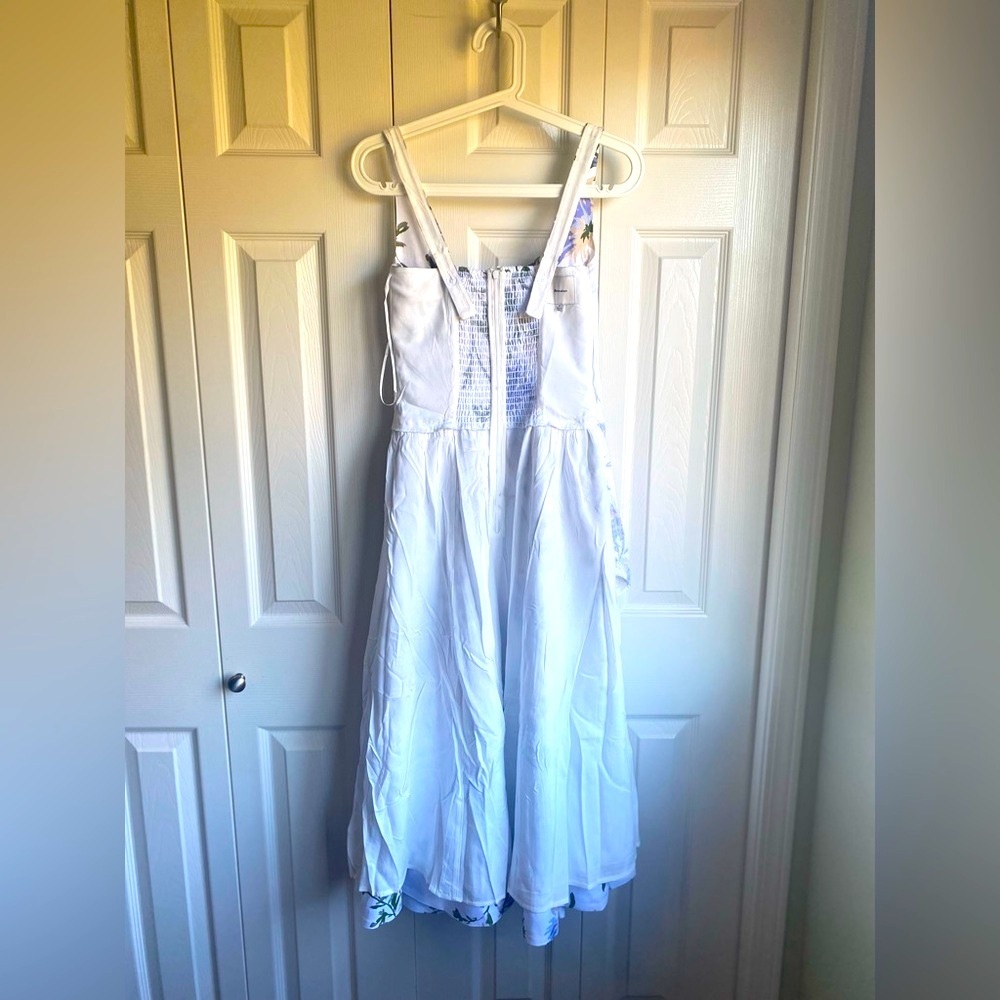 New Reformation Janu Linen Midi Dress - Serenity Blue White Floral size 6 - Picture 10 of 15
